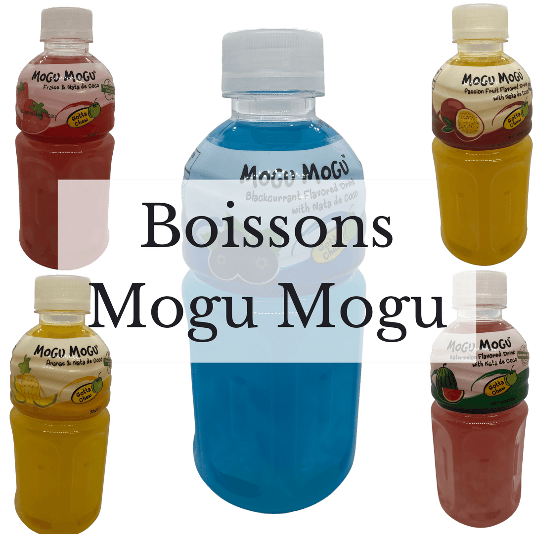 Boisson mogu mogu aux différentes saveurs avec nata de noix de coco