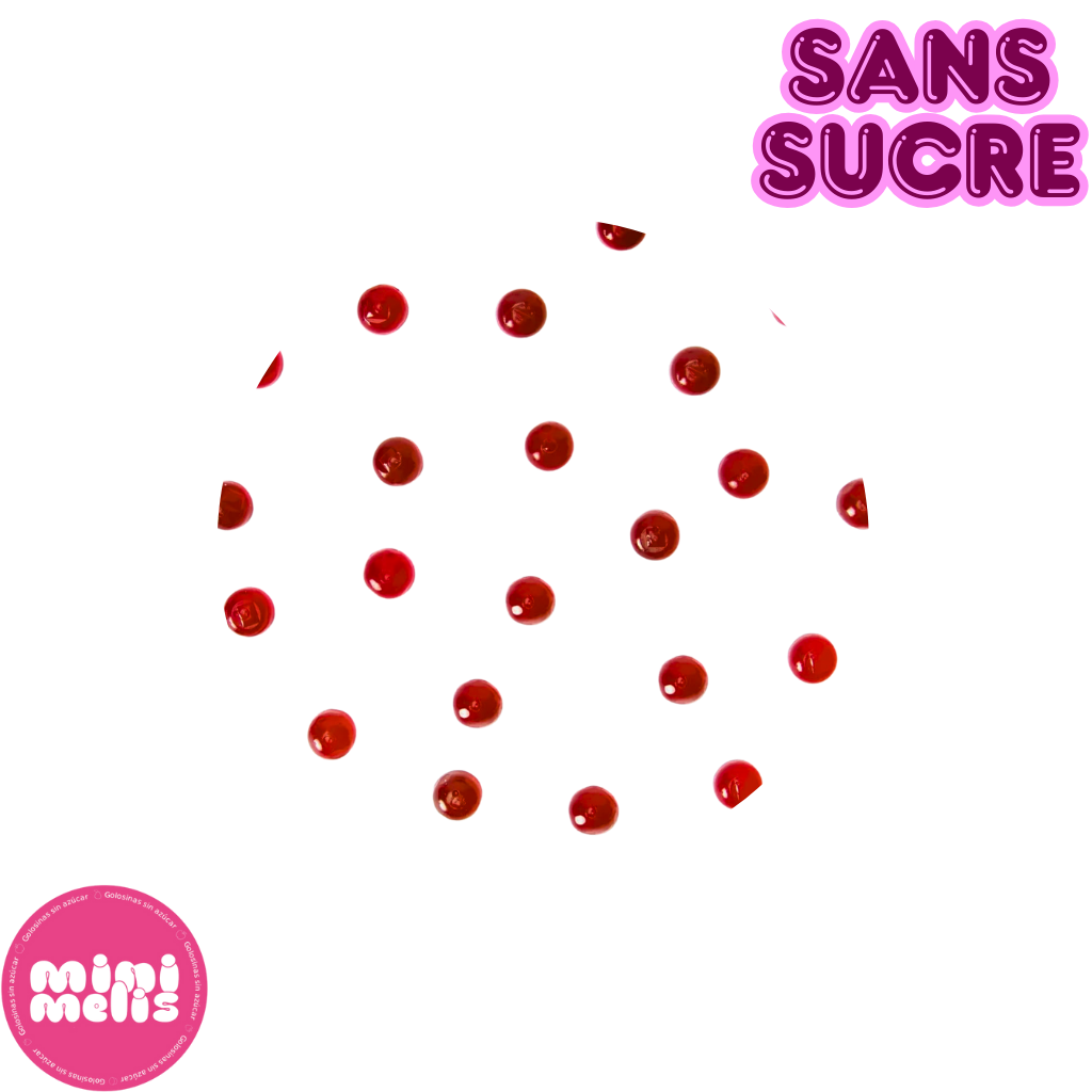 Perles fraise lisses - Bonbons sans sucre Minimelis 100g