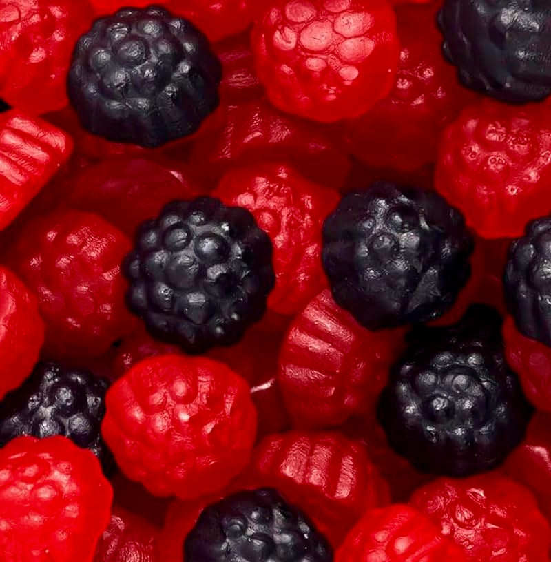 mini mûre et framboise vidal au 100g