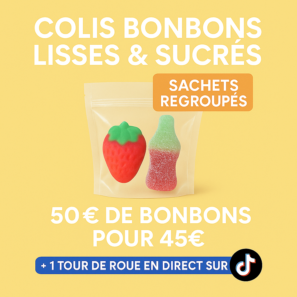 🍬 Colis Bonbons Lisses & Sucrés – Sachets Regroupés (50€ → 45€)