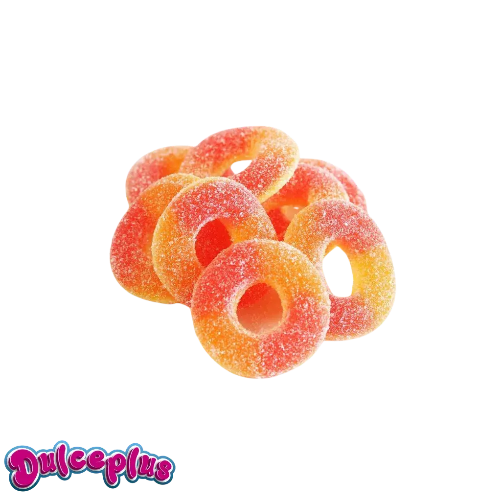 Sour rings different flavors (cola, strawberry, apple, raspberry) per 100g