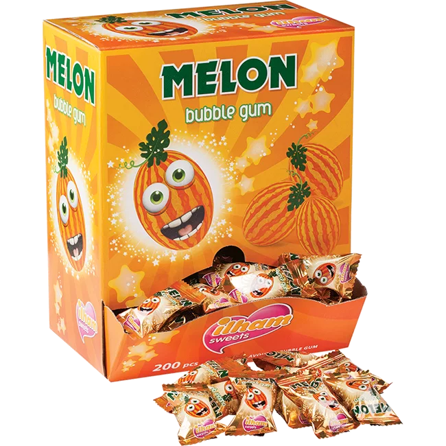 Melon flavored chewing gum individually