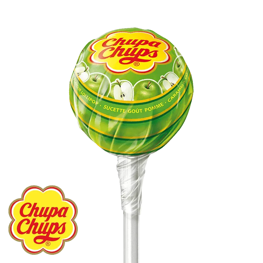 Individual apple flavored lollipop