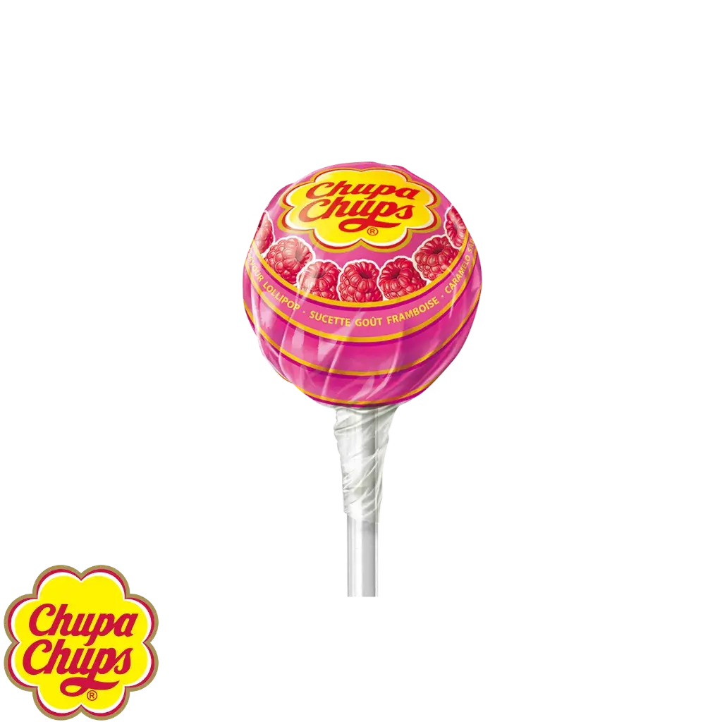 Single raspberry flavored lollipop