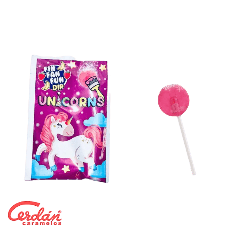 Sucette Fin Fan Fun Licorne à l'unité - Palais des Bonbons - sucette - Caramelos Cerdán