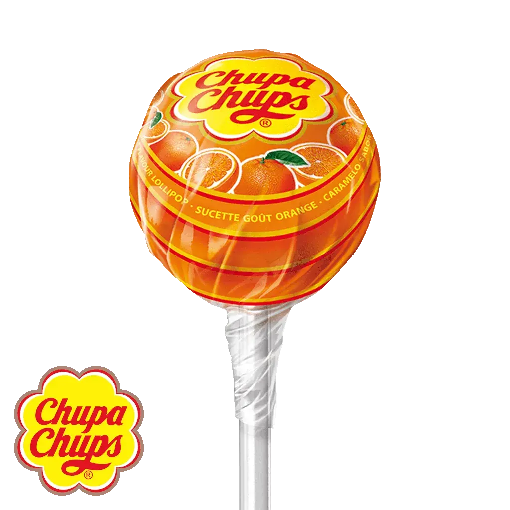 Single orange flavored lollipop